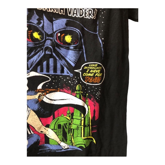 Star Wars Luke Skywalker battles Darth Vader graphic print black t-shirt size S - Picture 13 of 16